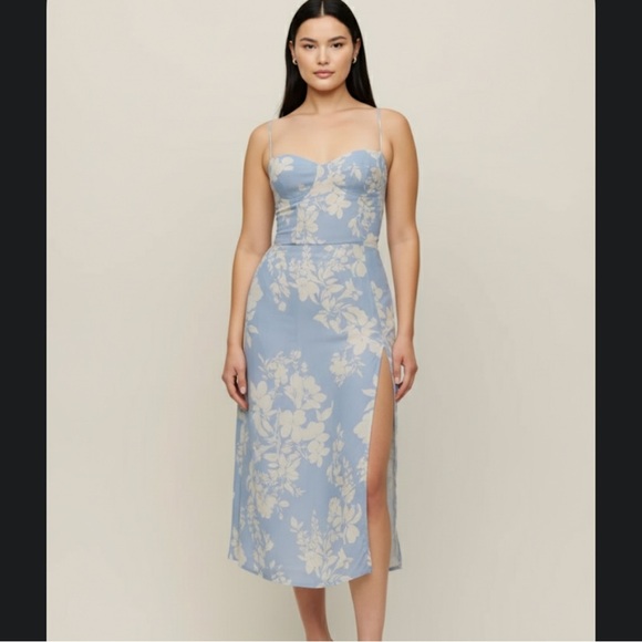 Reformation Dresses & Skirts - Reformation Juliette Dress Aliso Pale blue White Floral Print Size 0
